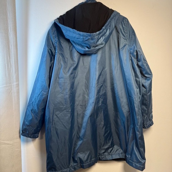 Totes Three Season Full-Zip Rain Coat Jacket Size L Blue Navy Hooded LONG Zip Up - Picture 6 of 14